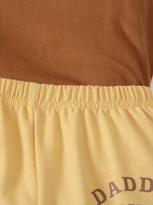 SHEIN 3 件套少女套装：字母印花短款连帽运动衫、吊带背心和松紧腰运动裤，适合休闲户外活动 - 杏色 - 查看 6