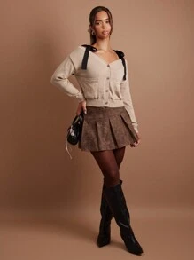 COSMINA Women's Apricot Tie-Front Cardigan, Autumn/Winter - Apricot - View 3