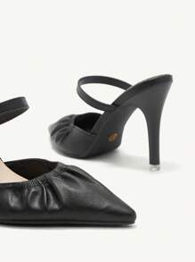 CUCCOO CHICEST 女士银色高跟露趾凉鞋，优雅法式露跟鞋，2024 年春夏新品 - 黑色 - 查看 4