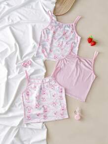 3pcs Big Girls Casual Comfortable Camisole Set - Multicolor - View 1