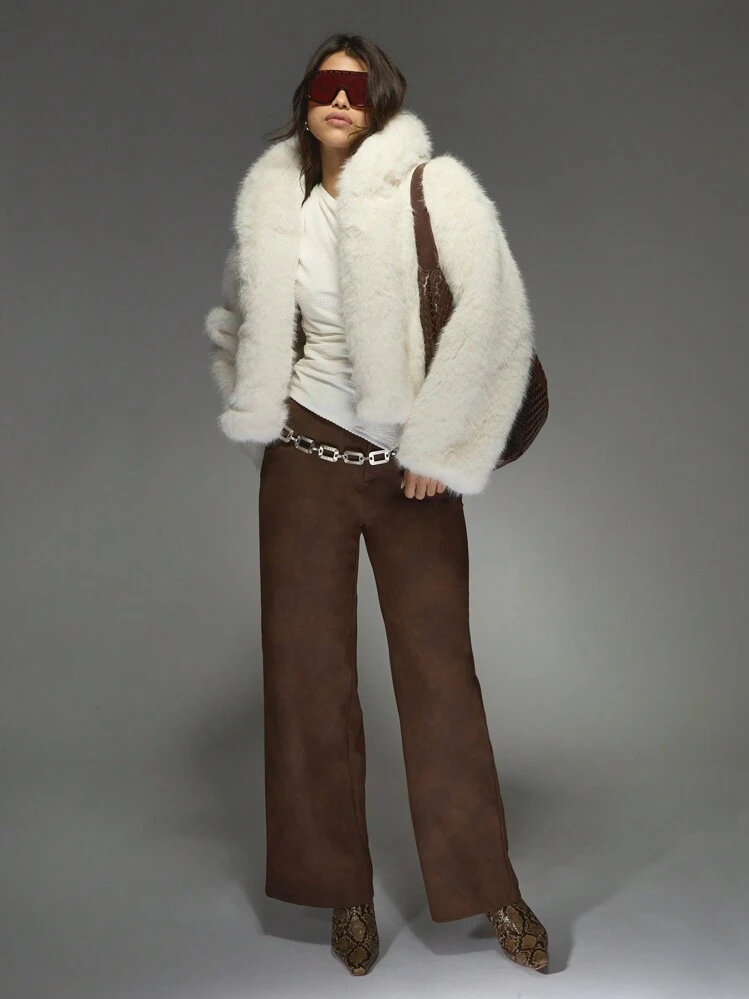 MISSGUIDED Luxury Faux Fur Hooded Jacket Winter Warm Plush Coat Fashion Forward Statement Piece Soft Fluffy Outerwear Holiday Party Evening Wear - White - View 6