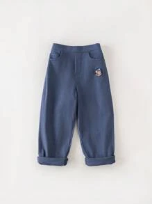 PrepCrw Young Boys' School Style Elastic Waist Blue Woven Pants, Autumn/Winter - Blue - View 6