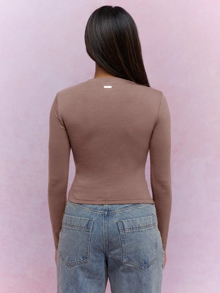 MISSGUIDED カットアウトロングスリーブトップ