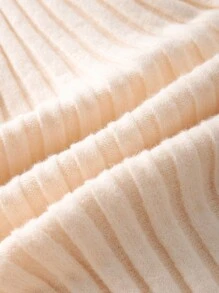 SHEIN BASICS 1set Women Casual Solid Color Loose Knit Sweater & Pants,White Autumn Everyday,Warm Comfort Cozy Chic,Daily Commute,Slim Versatile Home Leisure Set - Apricot - View 6