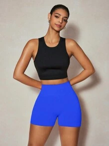 SHEIN Sport Studio Women Sports Shorts With Ruching Waistband, Sexy Enhancing Yoga Fitness Stretch ComfortableWomen Sweat Short, Gym Short, Biker Short