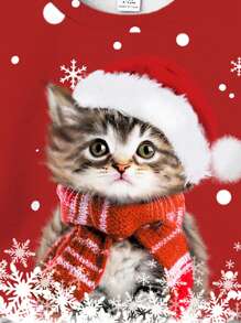 SHEIN Áo nỉ dệt kim cổ tròn họa tiết bông tuyết dễ thương cho bé gái, phù hợp cho mùa thu đông - Nhiều màu - Xem 4