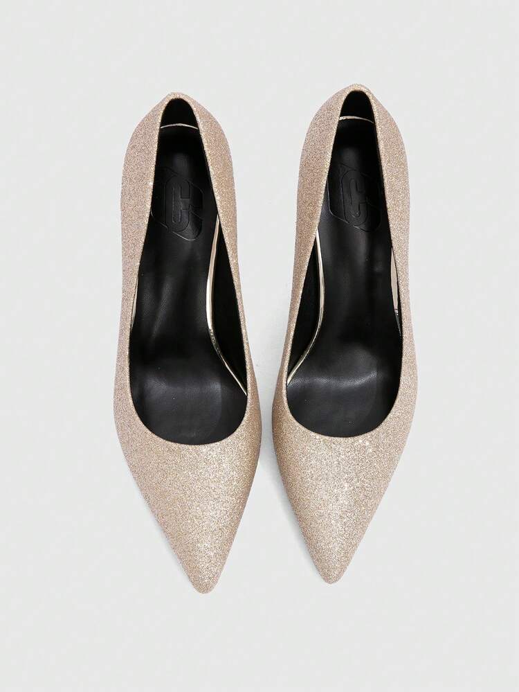 CUCCOO SZL Pointed Toe Slim High Heel Fashionable Sparkling Stylish Formal Party Office Wear High Heels For Women Valentine's Day