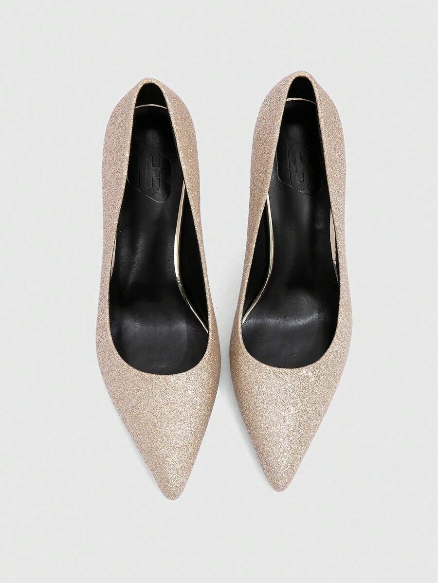 CUCCOO SZL Pointed Toe Slim High Heel Fashionable Sparkling Stylish Formal Party Office Wear High Heels For Women Valentine's Day - Gold - View 1