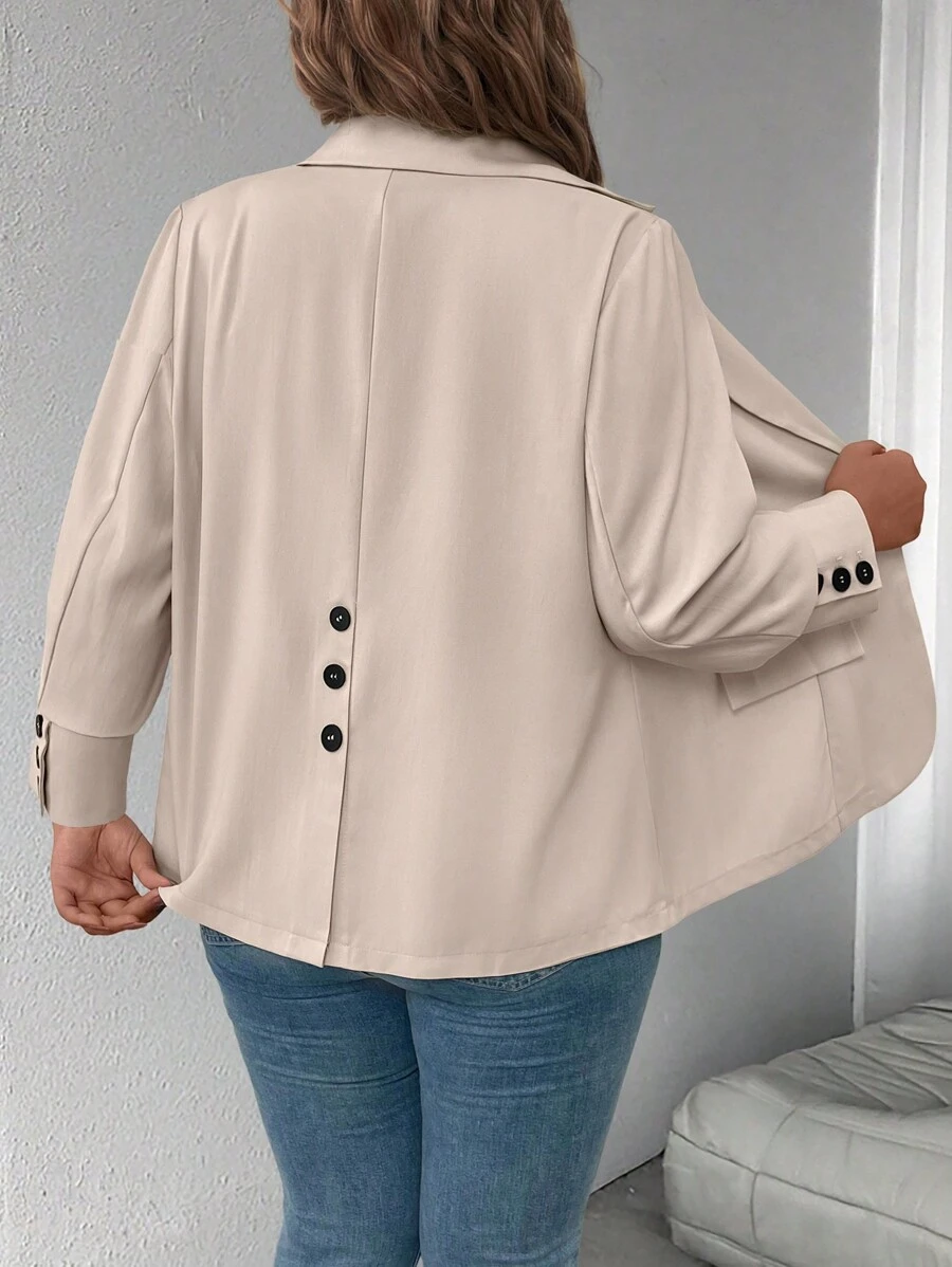 SHEIN Unity 大码女式纯色简约长袖西装外套，日常穿着