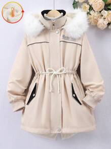 SHEIN Explorewe Girls Fashionable Outdoor Warm Jacket - Khaki - View 1
