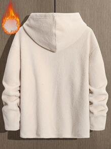 Manfinity Homme Men Plus Size Letter Patch Fleece Hooded Long Sleeve Sweatshirt