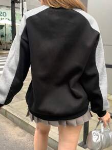 INAWLY Women Autumn/Winter Casual Colorblock Star Print Sweatshirt
