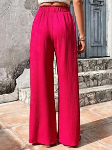 Breezaya Paperbag Waist Wide Leg Trousers - Hot Pink - View 2