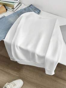 Manfinity Homme Fashionable Casual Christmas Tree Print Parent-Child Set Loose Fit Pullover Crew Neck Sweatshirt, Regular Fit In White - White - View 3