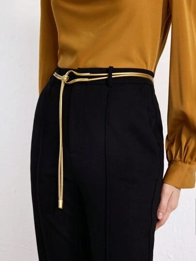 MOTF PREMIUM 1PC GOLD COLOR U-SHAPED BUCKLE KNOTTED BELT