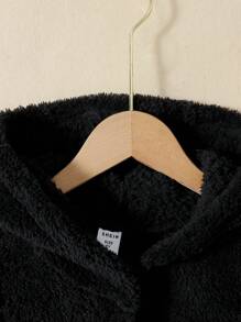 Sparklyn 女大童1入組素色連帽絨毛外套馬甲