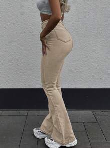 GILIPUR Nouveaux jeans évasés style Y2K pour femmes, taille haute coupe slim stretch, élégants et pour le streetwear casual, vintage pour l'hiver et le printemps, cadeau idéal pour le Nouvel An, la Saint-Valentin, met en valeur les loisirs raffinés, parfait pour les événements formels, les dîners décontractés et les concerts - Kaki - Voir 4