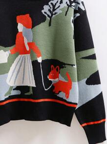 Franclia 2pcs/Set Women Contrast Color Loose Elegant Suit, Autumn Knit Sweater Top And Skirt Sets
