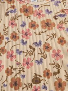 SHEIN Đứa bé gái In hoa Romper Với băng đô , Mùa hè - Màu be - Xem 11