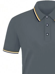 Manfinity Dauomo Fashionable Business Short Sleeve Men's Polo Shirt - Grey - View 3