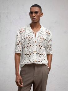 AKNOTIC Business Casual Camiseta de punto de cuello vuelto y manga media, corte slim, adecuada para otoño/invierno, para hombre