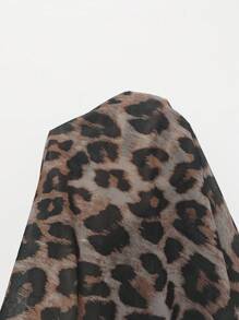 Chiquease Women's Elegant Sexy Leopard Print Semi-Sheer Ruched Long Sleeve Blouse - Black - View 7