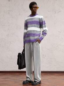 AKNOTIC Party Pantalones casuales deportivos de punto de color liso, ajuste slim, cintura media, recto, de color gris claro, adecuados para uso diario, regalo para el novio