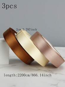 3 Rolls/Set 2cm*22m Brown Series Ribbons, Flower Gifts, Gift Packaging Ribbons, Handmade Jewelry DIY Bow Ribbons, Holiday Party Decoration Ribbons, Birthday Ribbons, Wedding Decorations, Autumn Decorations, Home Decorations,Christmas Decoration Christmas Gifts Valentine's Day - Multicolor - View 2