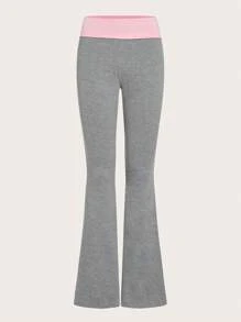 SHEIN MOD 撞色喇叭褲 - 灰色 - 查看 2