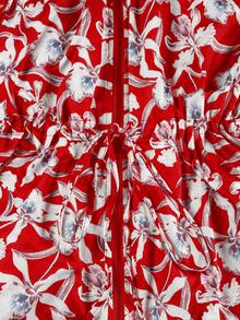 SHEIN Clasi 大码女式秋季双面花卉印花长袖连帽夹克 - 酒紅色 - 查看 15