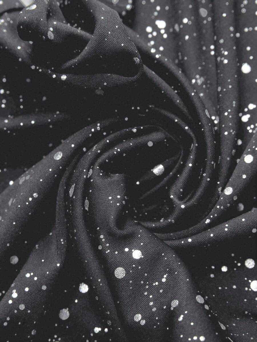 SHEIN Clasi Plus Size Women Silver Chain Sequin Embellished Pocket