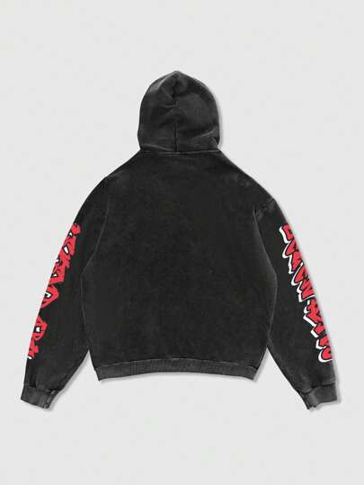 Street Life Men's Graphic Print Minimalist Long Sleeve Hooded Sweatshirt, Casual