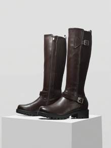 MOTF PREMIUM GIÀY BUỘC ĐẾ DÀI CAO ĐẦU GỐI THỜI TRANG TỐI GIẢN ĐỂ ĐI LẠI THOẢI MÁI ĐA NĂNG MÀU CÀ PHÊ VÁ LỖ ĐẾ DÀY CHO LỄ HỘI GIÁNG SINH VÀ NĂM MỚI MÙA THU VÀ ĐÔNG - Cà phê nâu - Xem 4