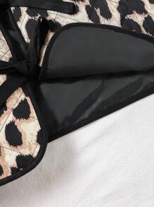 SHEIN VCAY 女士休闲前系带豹纹印花加垫背心，冬季女装，保暖，冬季服装，女士夹克