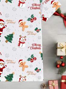 Manfinity Homme Manfinity Men's Christmas Slogan & Snowman Print Round Neck Short Sleeve Casual T-Shirt - Red - View 4
