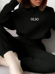 INAWLY 2 件女式连帽运动衫和抽绳腰袋运动裤套装，休闲运动套装