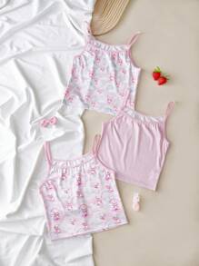 3pcs Big Girls Casual Comfortable Camisole Set - Multicolor - View 2