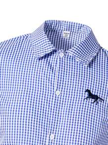 SHEIN 2 件套青少年男孩绅士装 - 格子衬衫 + 长裤，修身西装，百搭绅士风格装扮，适合商务、学校、生日派对、婚礼、毕业典礼 - 彩色 - 查看 7