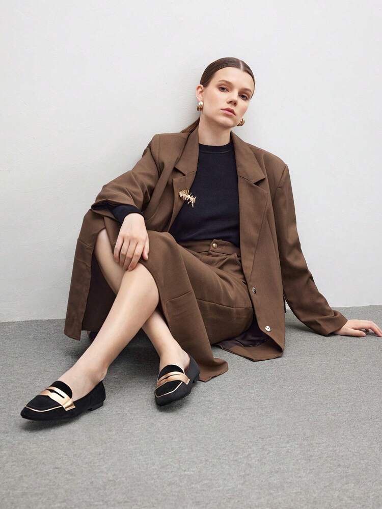 CUCCOO BIZCHIC New Low-Heel Fluffy Slip-On Loafers, Versatile Flat Dress/Casual Shoes For Women