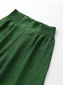 SHEIN Clasi Women's Solid Color Wide Leg Pants - Green - View 4