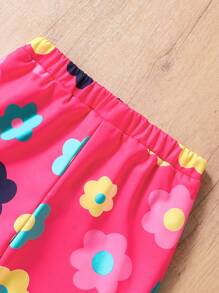 SHEIN Tween Girls 度假彩色花卉印花连帽衫和套头衫 2 件套，颜色鲜艳