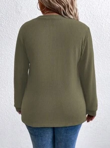 SHEIN LUNE 大码撞色印花圆领长袖休闲套头卫衣，秋冬季