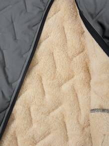 Manfinity Homme Men's Plus Size Casual Solid Color Thermal Lined Padded Coat For Winter - Grey - View 5