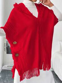 Chiquease Suéter con capucha y dobladillo con flecos de color liso y estilo minimalista casual, para otoño/invierno y ropa de Año Nuevo