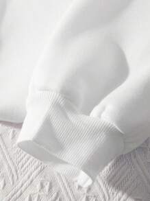 Flirla Sudadera térmica de cuello redondo de talla grande para mujer, para el invierno, la graduación, el regreso a la escuela, el maestro, otoño - Blanco - Ver 4