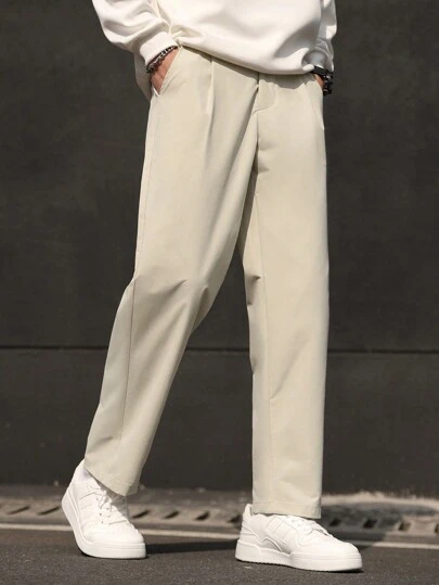 Manfinity Homme 纯色休闲直筒口袋裤，百搭