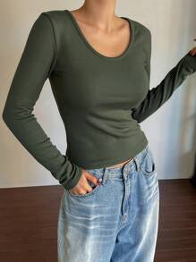 Dazy Star Women Casual Solid Color Fleece T-Shirt, Autumn/Winter