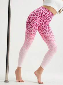 SHEIN Sport Gameset Leopard Print Tummy Control Sports Leggings