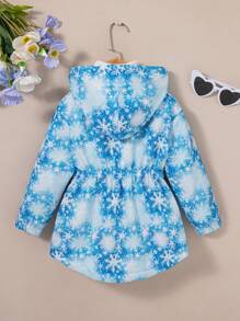 SHEIN Girls Young Girl Floral Print Fuzzy Lining Warm Long Sleeve Jacket, Autumn/Winter New Arrival