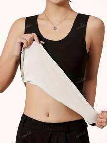 Simple Solid Color Slim Fit Ribbed Tank Top Set, Casual Daily Wear